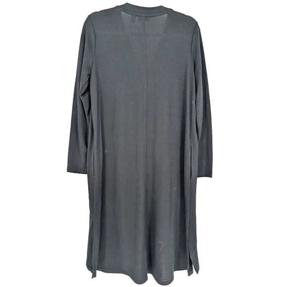 LOGO Lori Goldstein Black Lagenlook Asymmetric Hem V Neck Duster Cardigan MP - Picture 10 of 10
